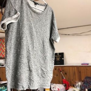 Grey short sleeve oversized sweater shirt